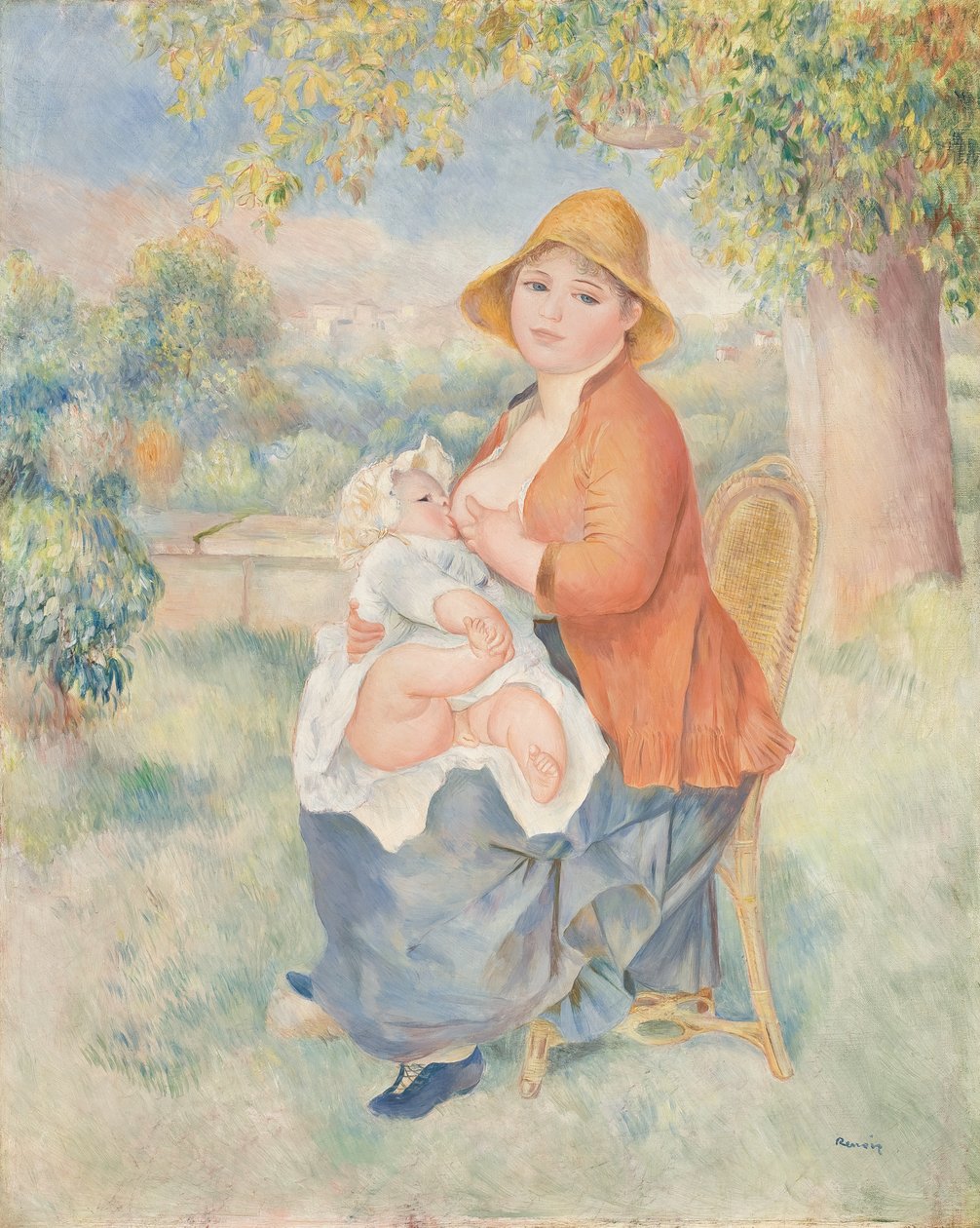 Barsel eller kvinde, der ammer sit barn (Madame Renoir og hendes søn) af Pierre Auguste Renoir