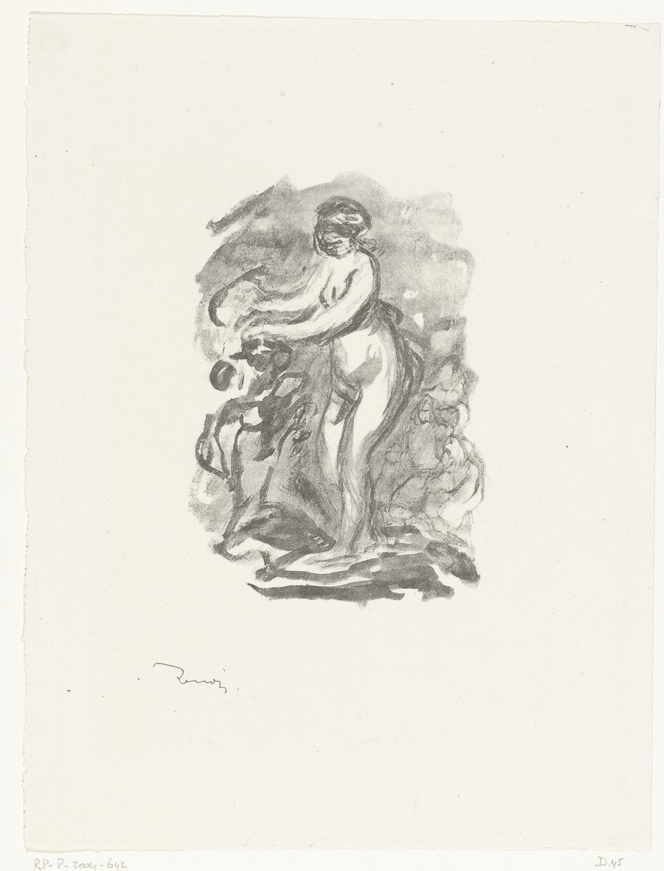 Nøgen kvinde stående ved siden af ​​vin Femme au cep de vigne af Pierre Auguste Renoir