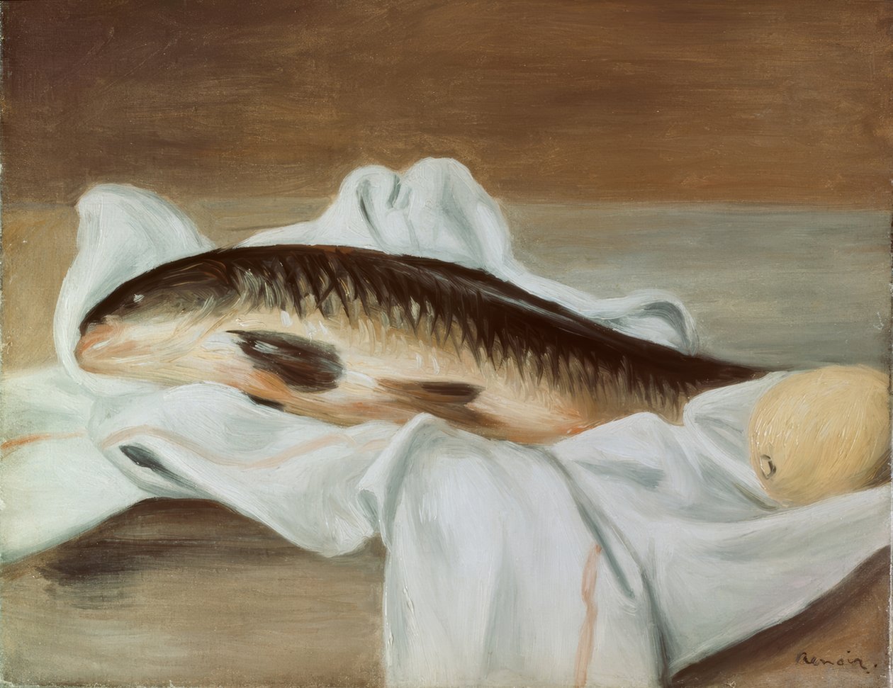 Stilleben med fisk af Pierre Auguste Renoir