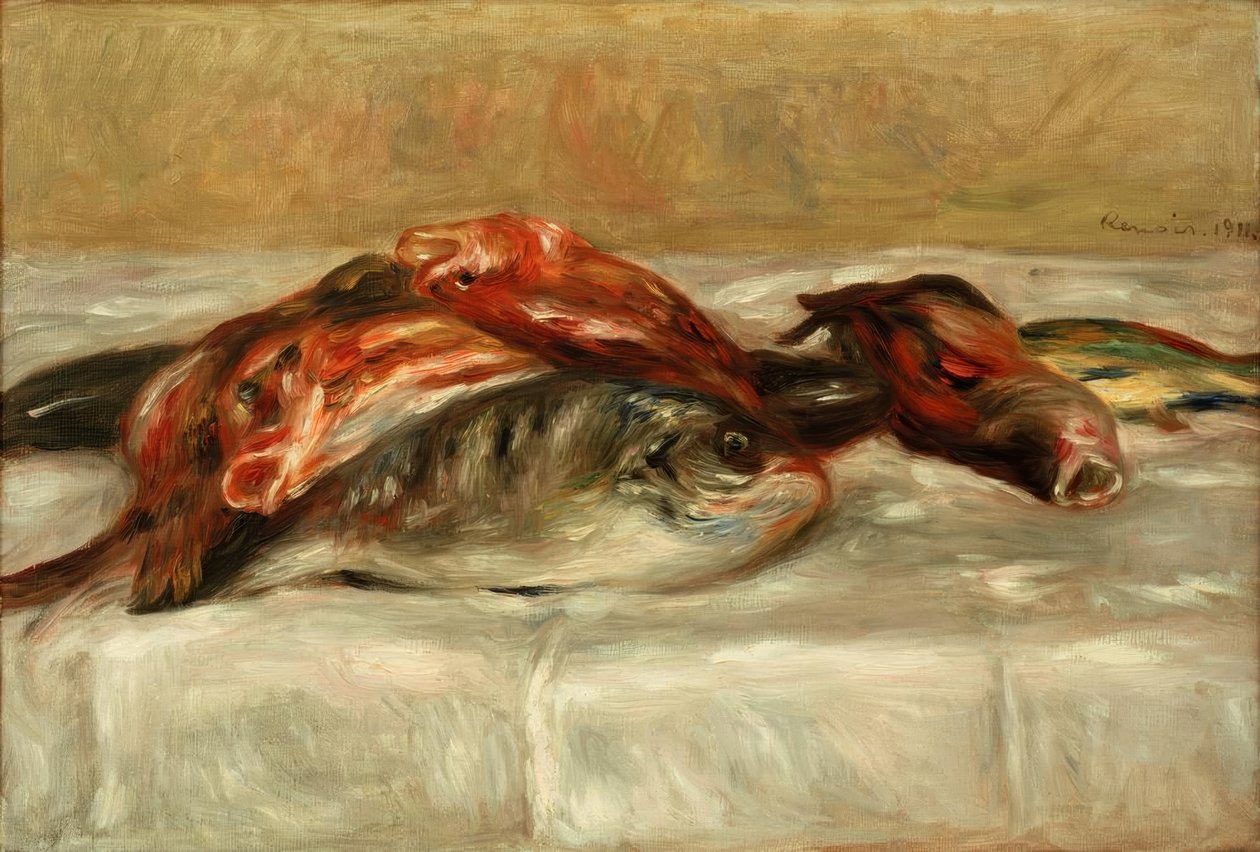 Stilleben med fisk af Pierre Auguste Renoir