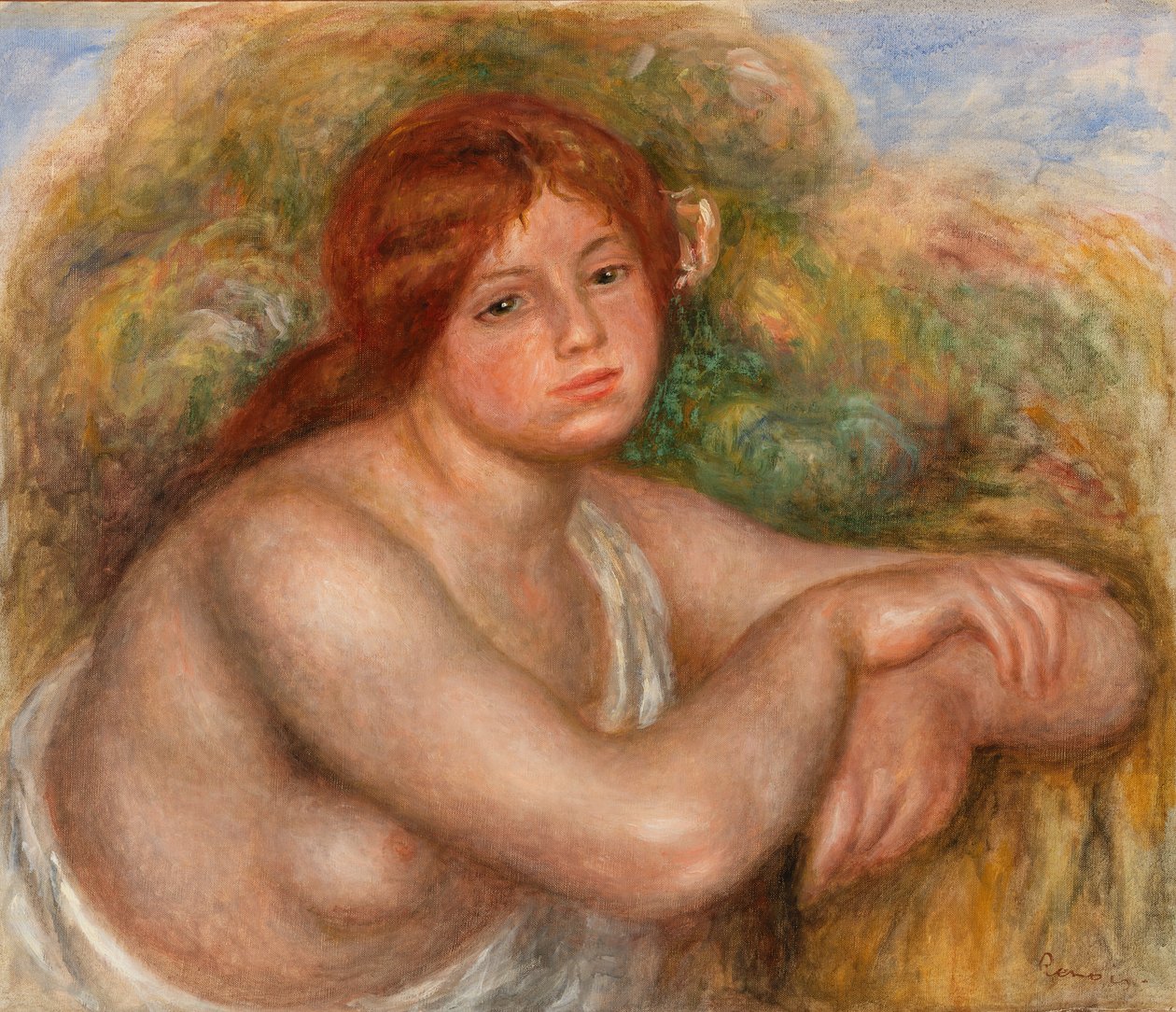 Nøgenstudie, buste af en kvinde af Pierre Auguste Renoir