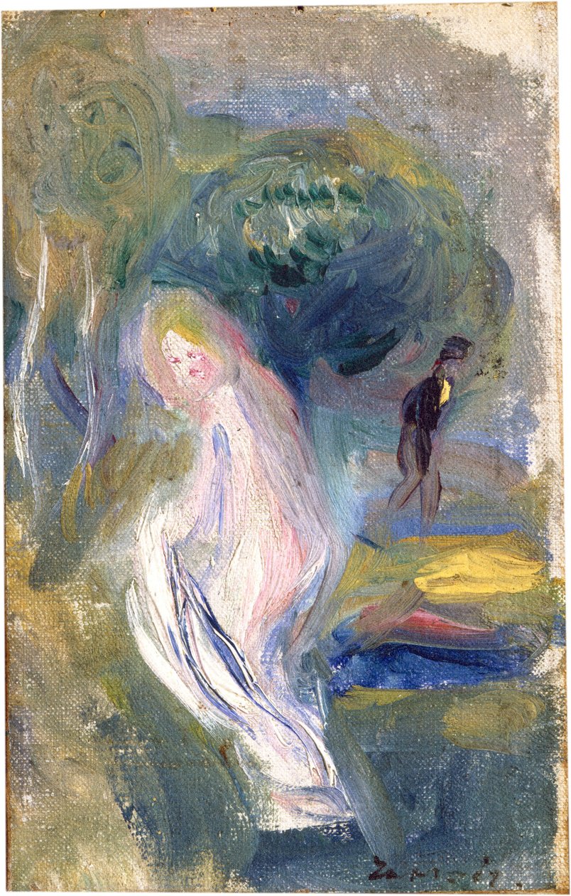 Nøgen med figur i baggrunden, ca. 1882. af Pierre Auguste Renoir