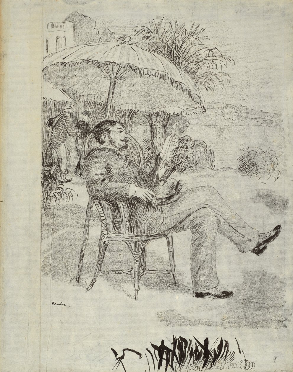 På terrassen af et hotel i Bordighera: Maleren Jean Martin gennemgår sit lovforslag, 1881 af Pierre Auguste Renoir