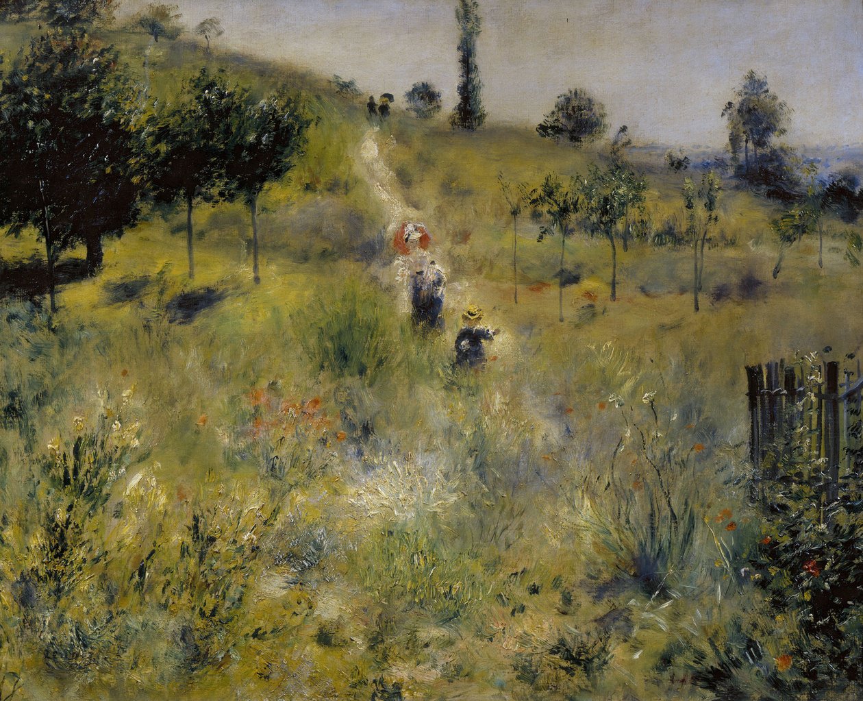 Vej, der fører gennem højt græs af Pierre Auguste Renoir
