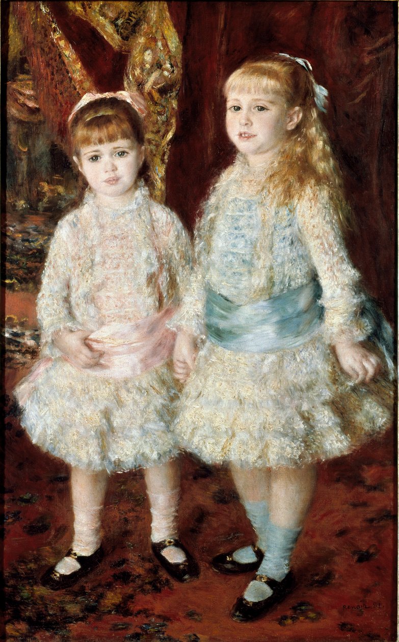 Pink og blå (The Cahen Ladies of Antwerp). Maleri af Pierre Auguste Renoir (Pierre-Auguste af Pierre Auguste Renoir