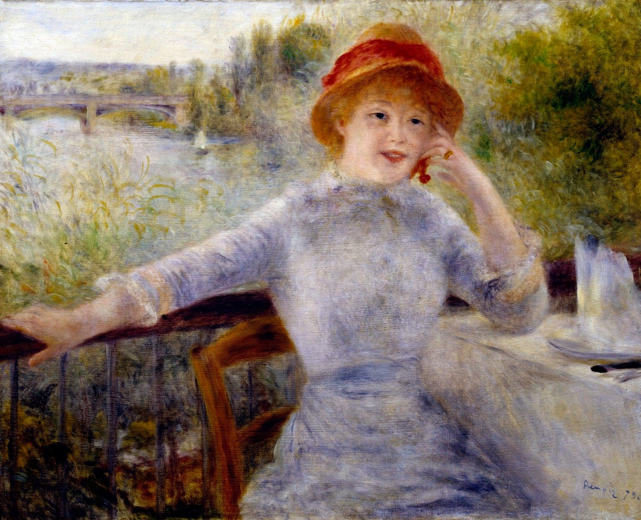 Portræt af Alphonsine Fournaise (1845-1937), tidligere kendt som "" A la Grenouillere"": Datter af ejeren af en restaurant på øen Chiard (Yvelines) mellem Chatou og Rueil, Maleri af Pierre Auguste Renoir (1841-1919) ) af Pierre Auguste Renoir
