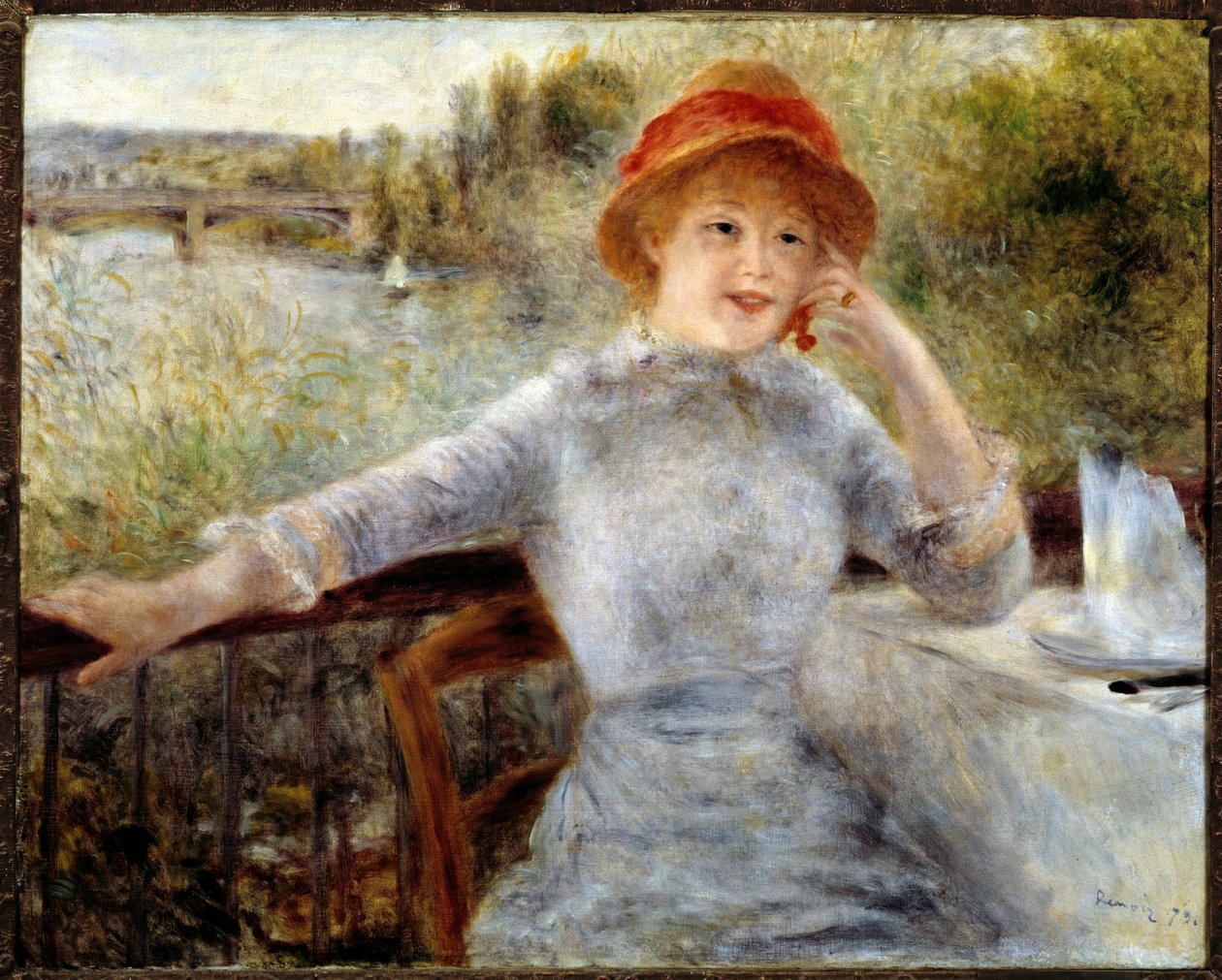 Portræt af Alphonsine Fournaise - olie på lærred af Pierre Auguste Renoir