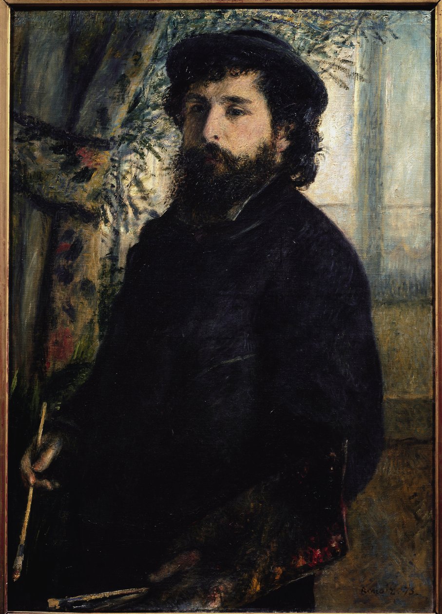 Portræt af Claude Monet (olie på lærred af Pierre Auguste Renoir
