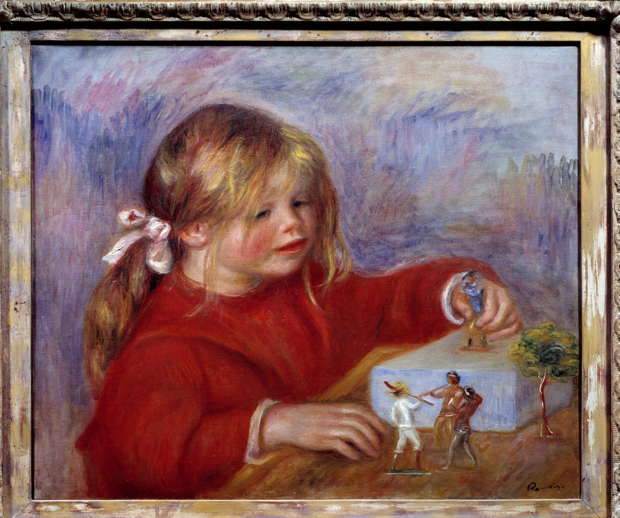 Portræt af Claude Renoir barn, der leger. Maleri af Pierre Auguste Renoir (1841-1919) af Pierre Auguste Renoir