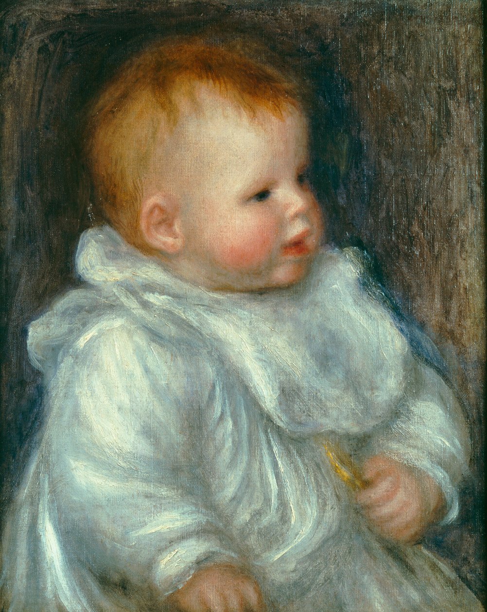Portræt af Coco på en blå baggrund af Pierre Auguste Renoir
