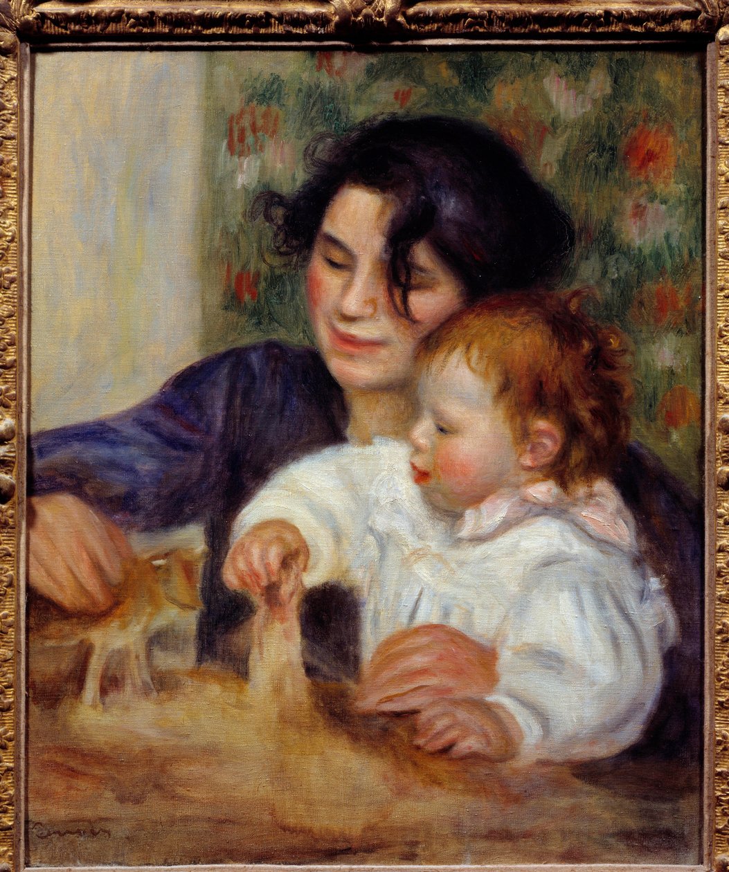 Portræt af Gabrielle og Jean. Portræt af malerens søn, Jean Renoir (1894-1979), med hans sygeplejerske Gabrielle Renard (1879-1959). Maleri af Pierre Auguste Renoir (1841-1919) af Pierre Auguste Renoir