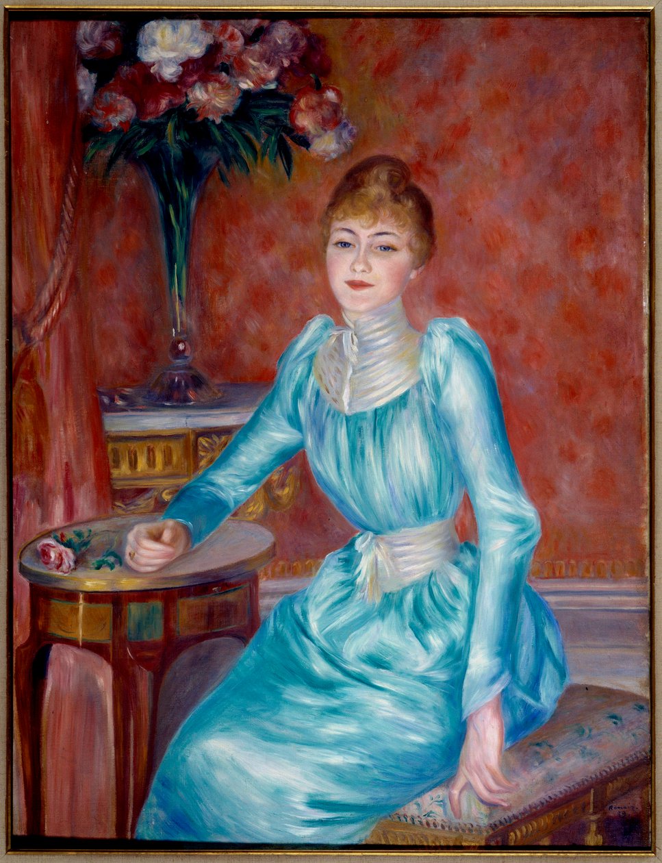 Portræt af Madame de Bonnieres. Henriette de Bonnieres (1854-1906), hustru til romanforfatteren og kritikeren af Figaro Robert de Bonnieres (1850-1905). Maleri af Pierre Auguste Renoir (1841-1919) 1889 søn. 1,17x0,89 m Paris, Musee du Petro Palais af Pierre Auguste Renoir