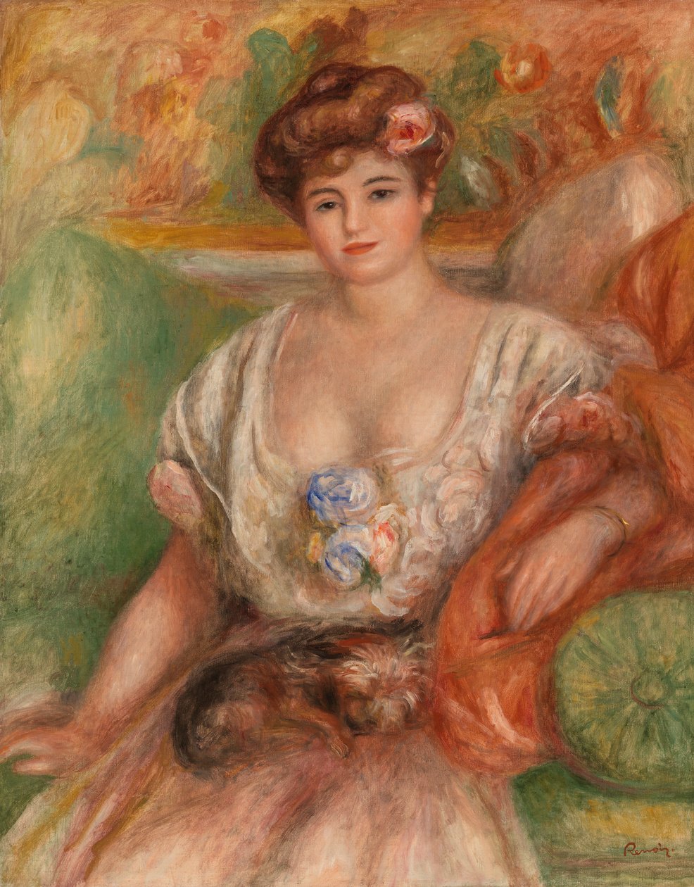 Portræt af Misia Sert (ung kvinde med Griffin) af Pierre Auguste Renoir