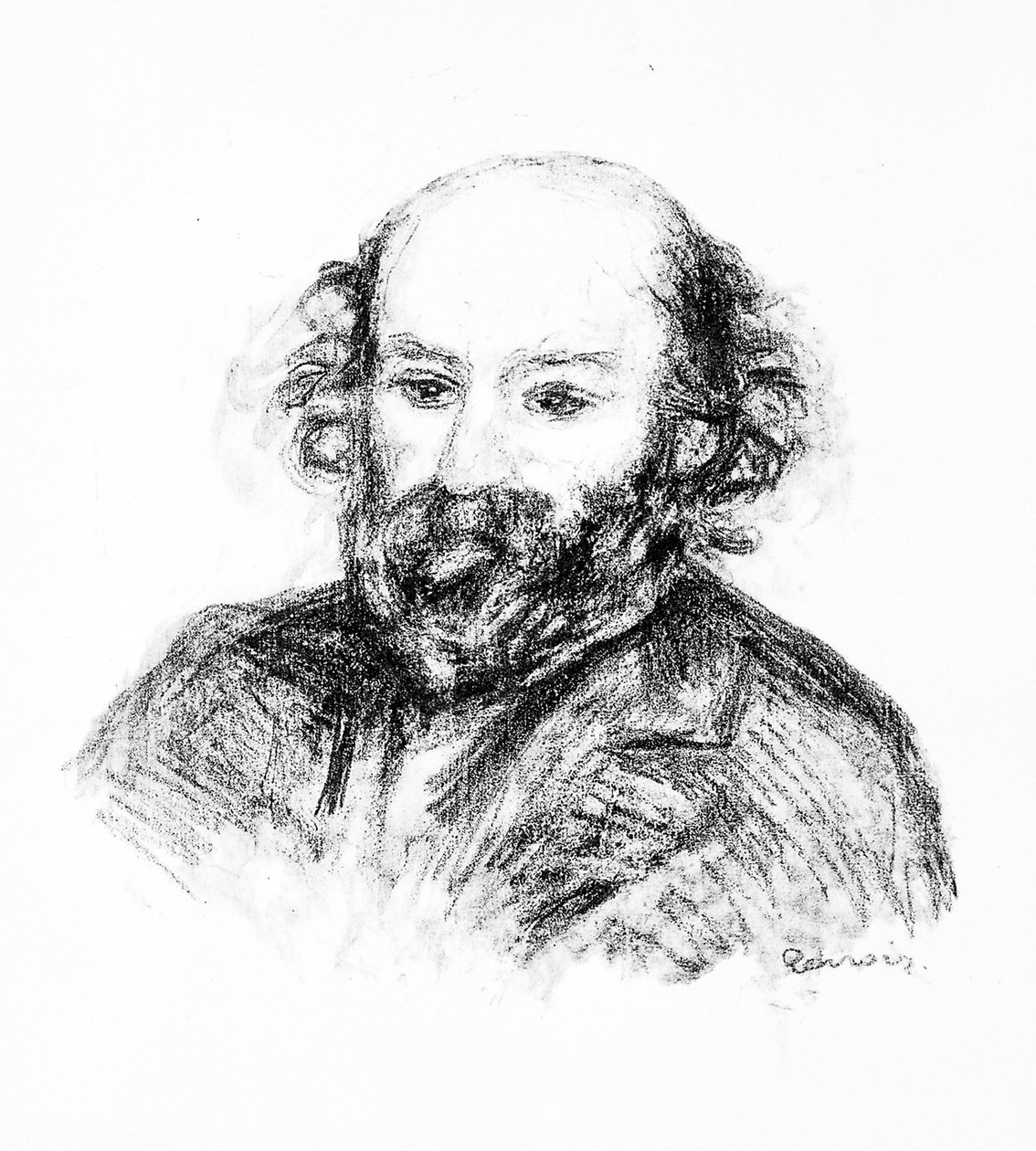 Portræt af Paul Cézanne, ca. 1902 (litho) af Pierre Auguste Renoir
