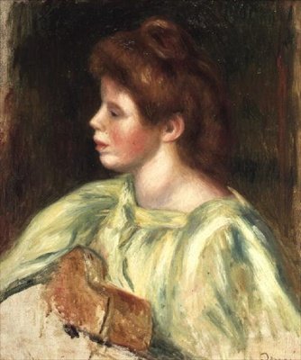 Portræt af en kvinde, der spiller guitar af Pierre Auguste Renoir
