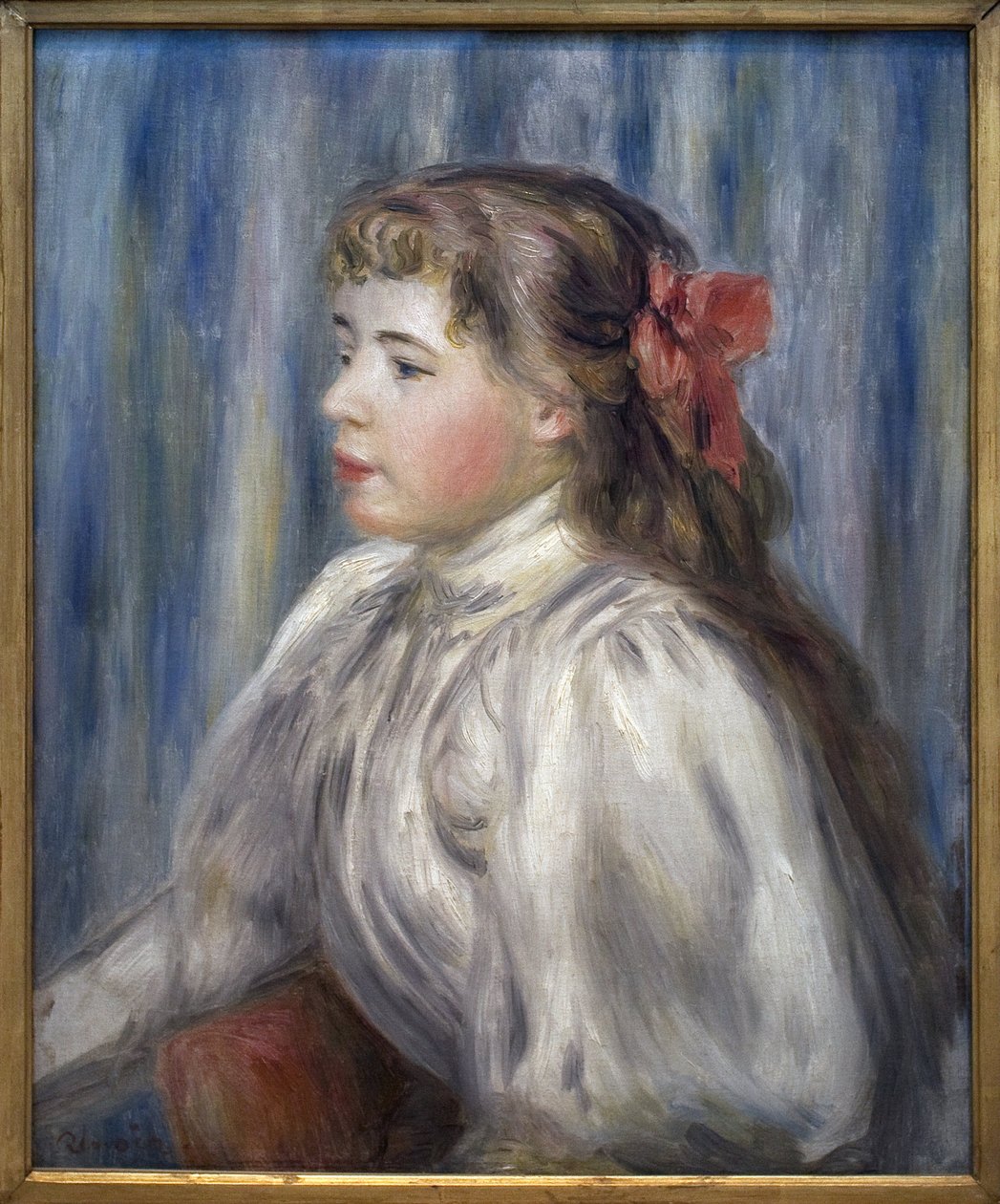 Portræt af en ung pige. Maleri af Pierre Auguste Renoir (1841-1919), olie på lærred, ca. 1892. Fransk kunst af Pierre Auguste Renoir