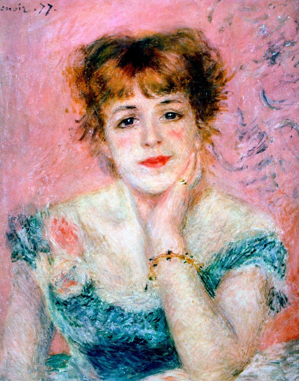 Portræt af skuespillerinden Jeanne Samary, 1878 af Pierre Auguste Renoir