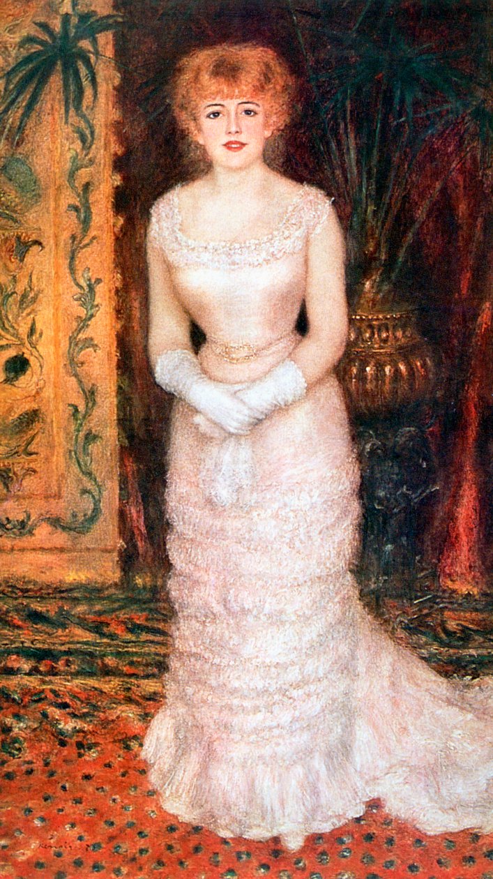Portræt af skuespillerinden Jeanne Samary, 1878 af Pierre Auguste Renoir