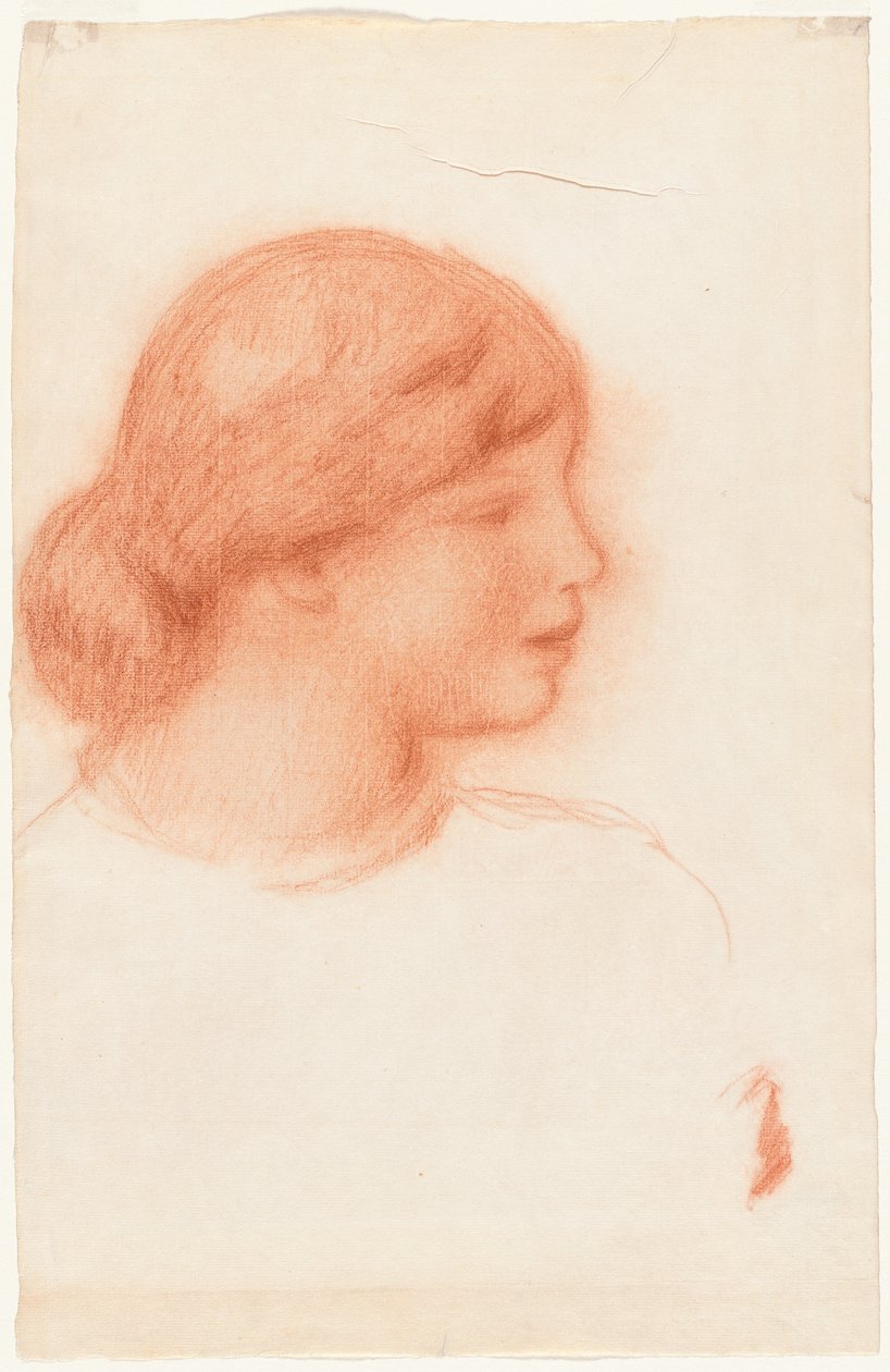 Profil af en ung kvinde, ca. 1910 (rødkridt) af Pierre Auguste Renoir