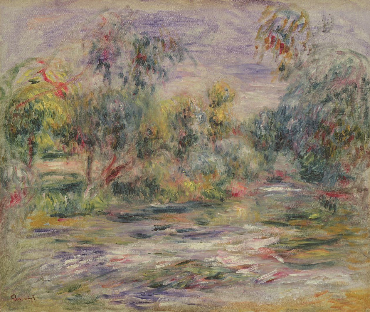 Flodlandskab (Blues) (olie på lærred) af Pierre Auguste Renoir