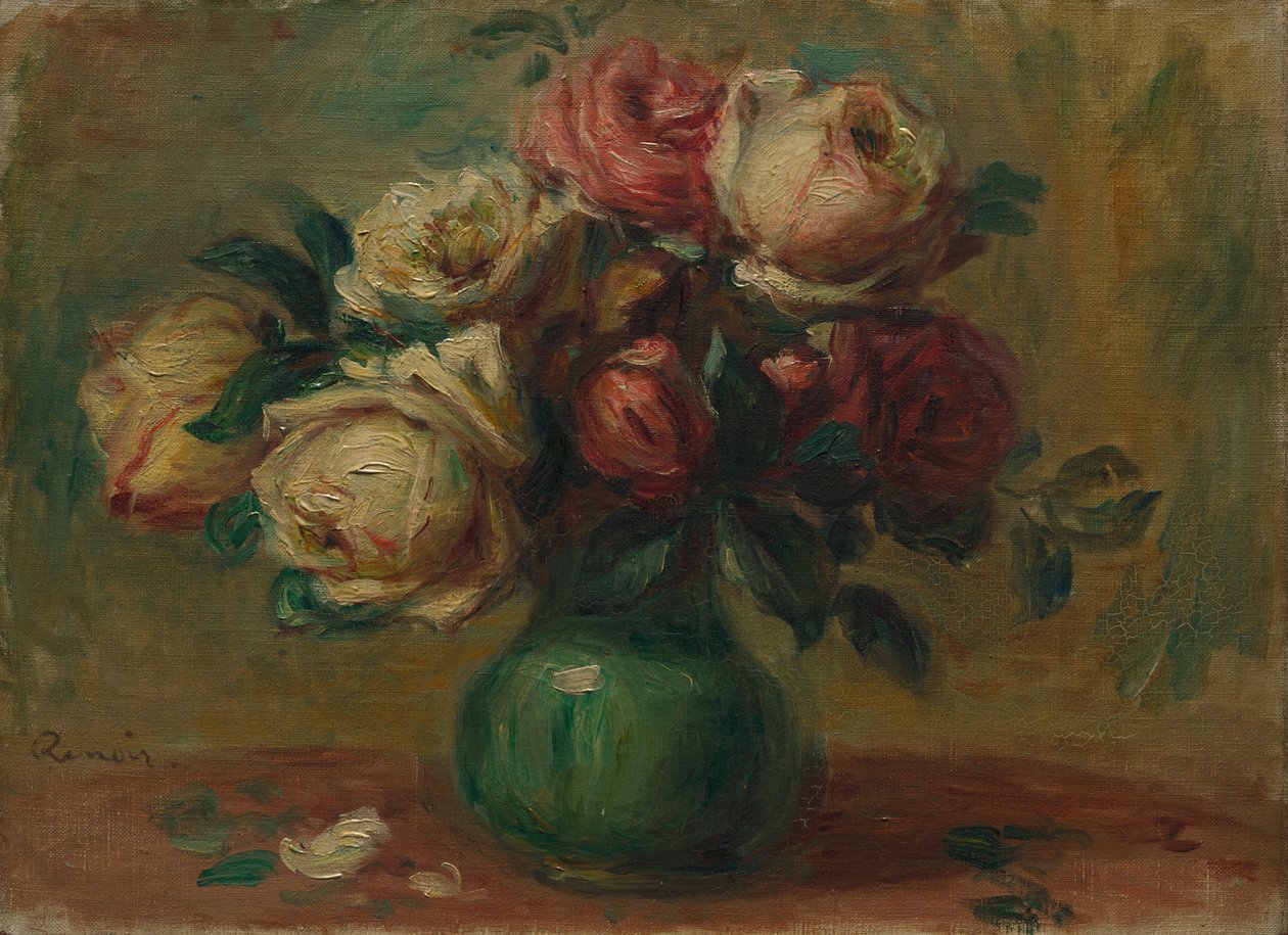Roser i en vase, ca. 1890. af Pierre Auguste Renoir