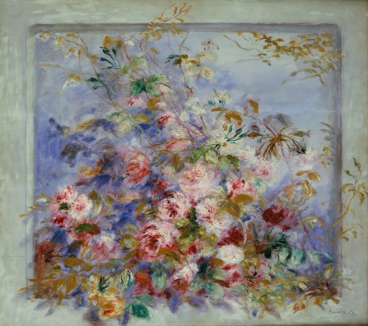 Roser i et vindue, 1879 af Pierre Auguste Renoir