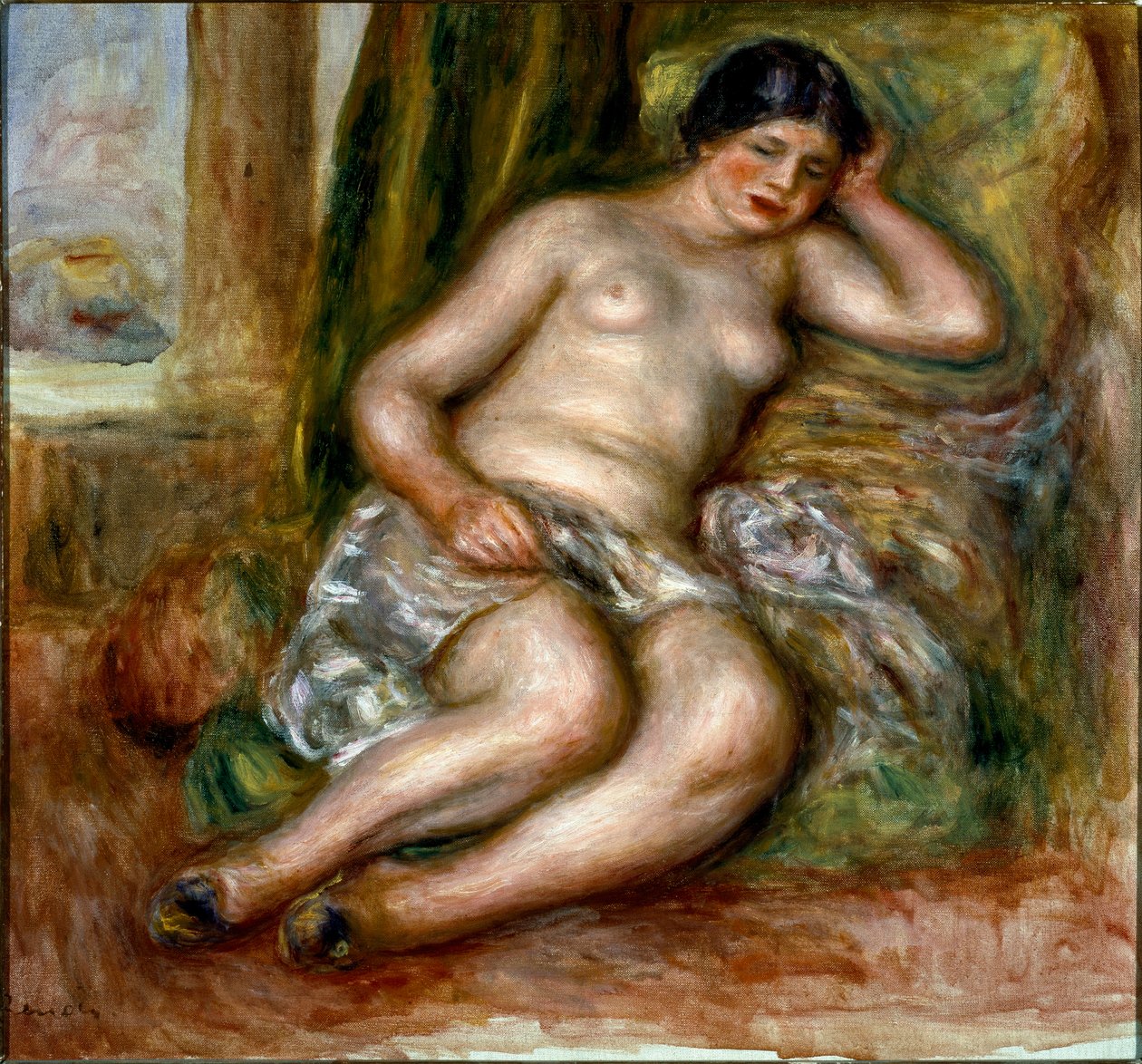 Sovende odalisque eller hjemmesko Odalisque. Maleri af Pierre Auguste Renoir (Pierre-Auguste af Pierre Auguste Renoir
