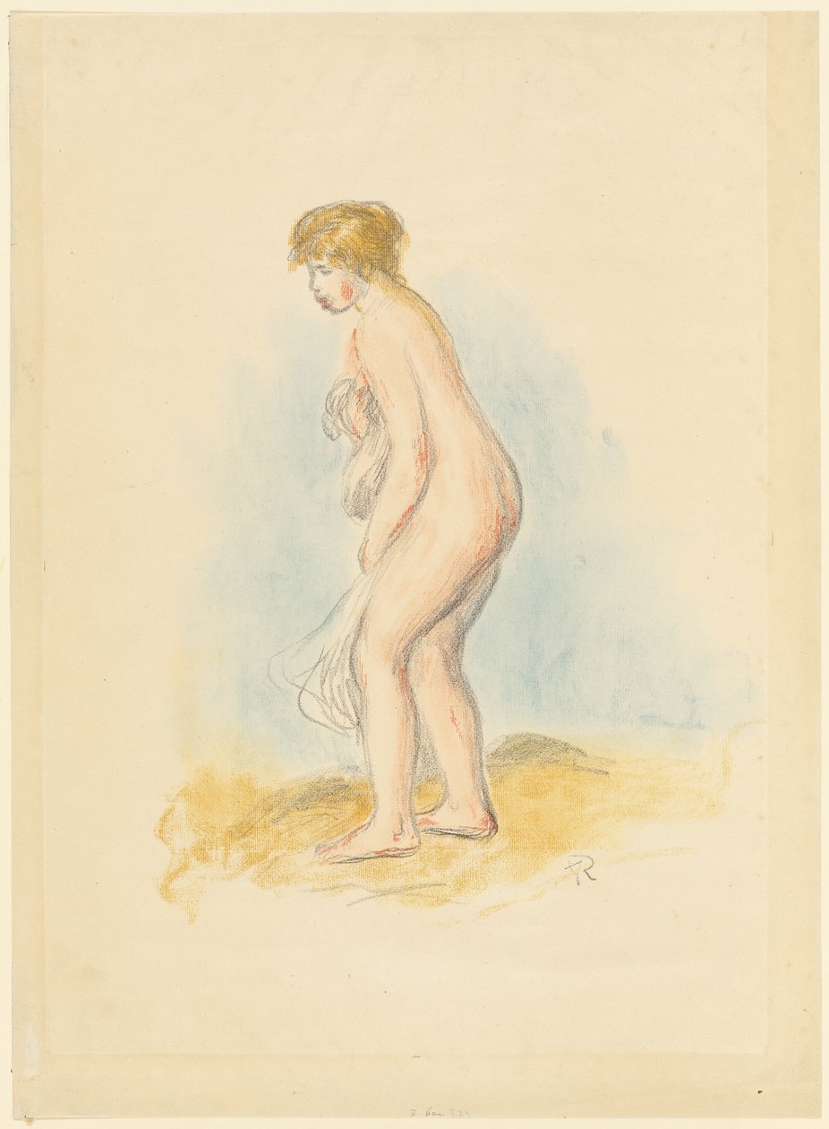 Stående kvindelig bader af Pierre Auguste Renoir