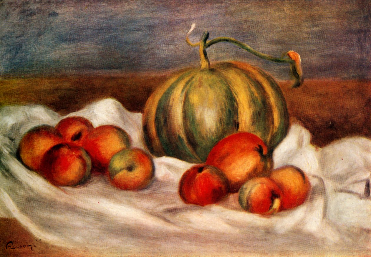 Stilleben med melon og ferskner, 1905, 1948. af Pierre Auguste Renoir