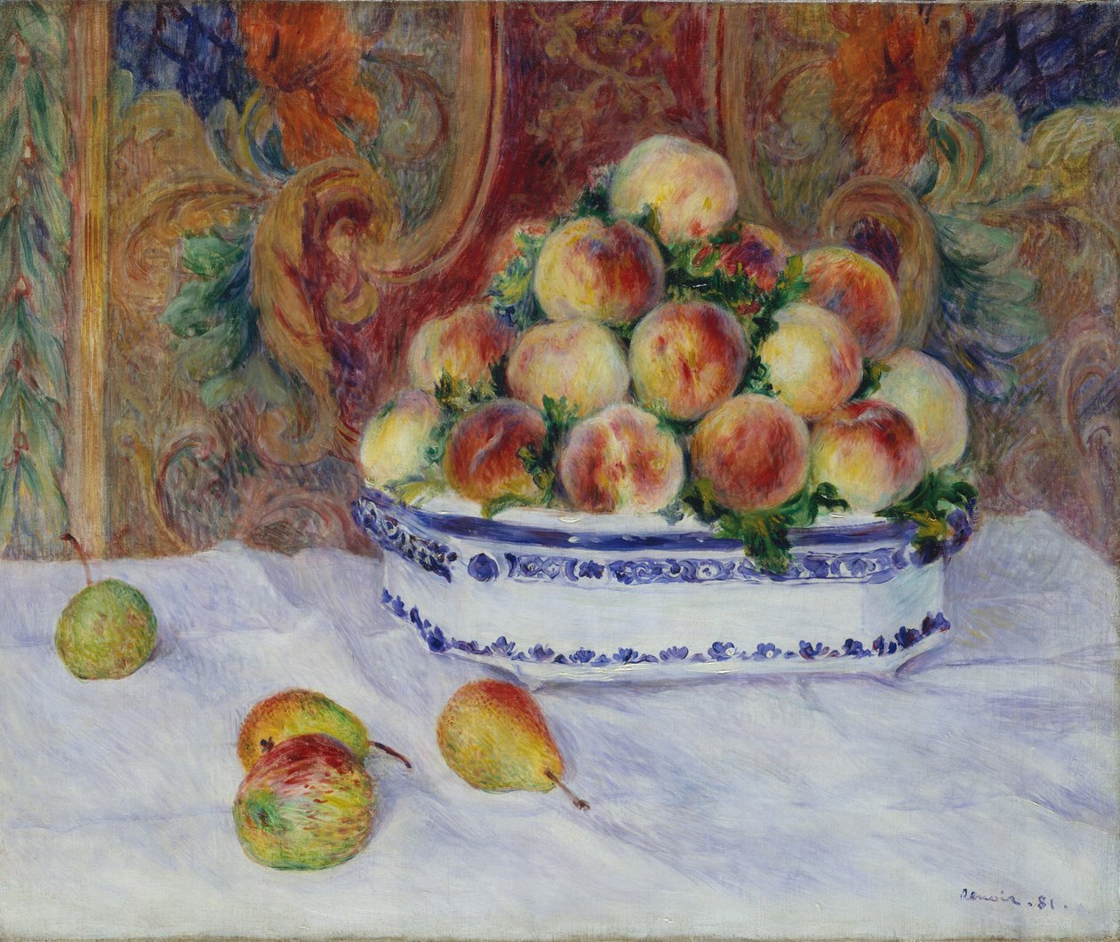 Stilleben med ferskner, 1881 af Pierre Auguste Renoir