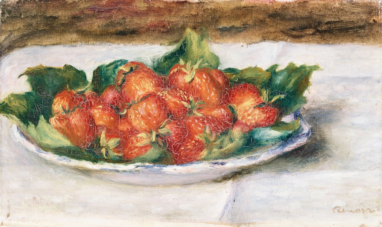 Stilleben med jordbær; Natur Morte avec Fraises, c.1880 af Pierre Auguste Renoir