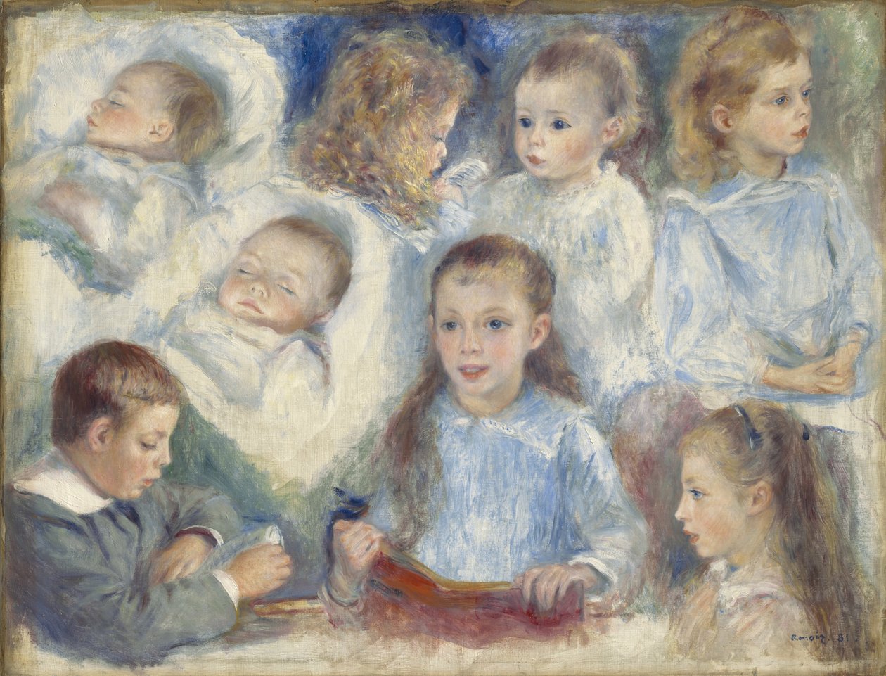 Studier af hoveder af Pierre Auguste Renoir