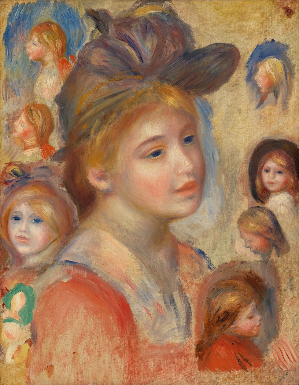 Studie af pigehoveder af Pierre Auguste Renoir