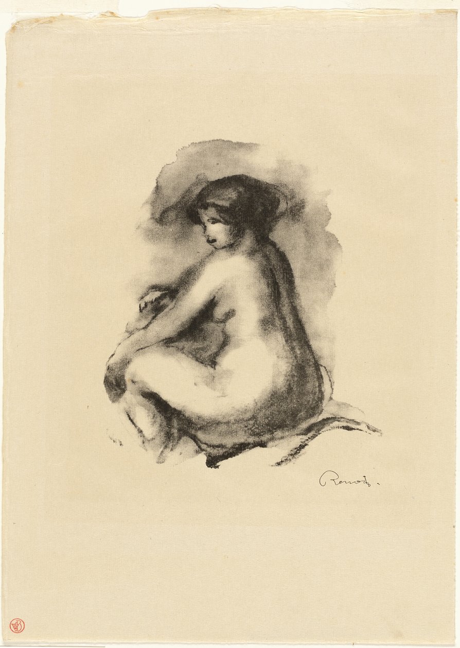 Studie af siddende nøgen kvinde af Pierre-Auguste Renoir