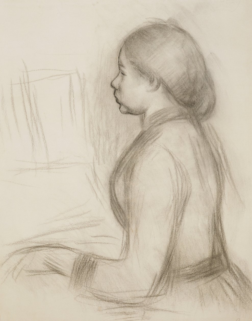 Studie af en ung pige ved klaveret; Studer for en ung pige ved klaveret, af Pierre Auguste Renoir