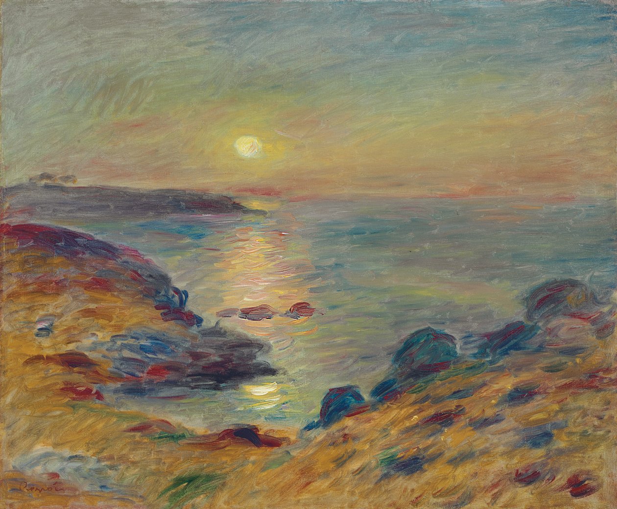 Solnedgang ved Douarnenez, ca. 1883 af Pierre Auguste Renoir