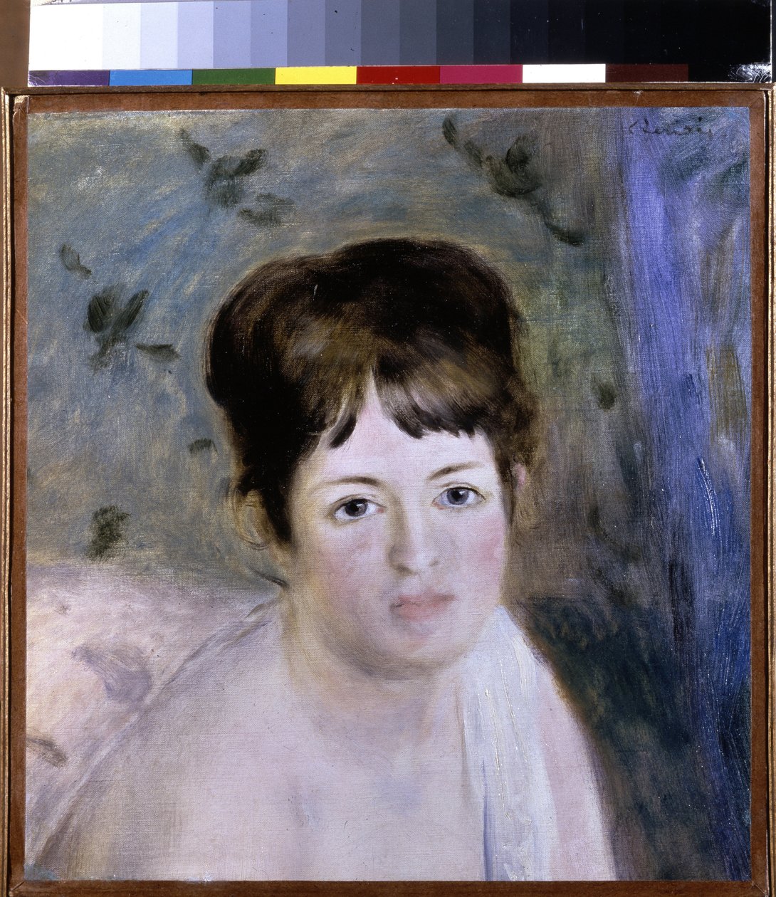 Kvindens hoved. Maleri af Pierre Auguste Renoir (Pierre-Auguste Renoir af Pierre Auguste Renoir