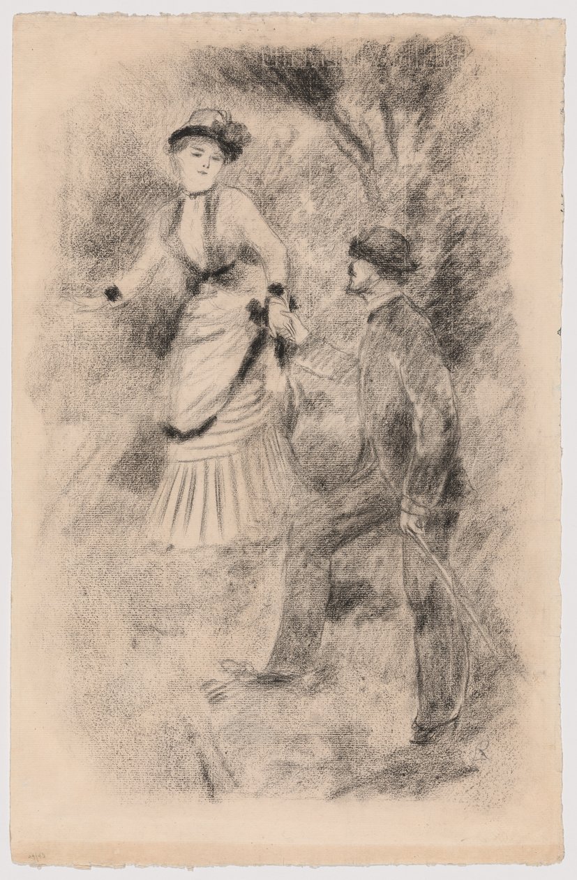 Nedstigningen fra toppen: Jean Martin støtter Hélène, bankierens datter (illustration til Edmond Renoirs "L