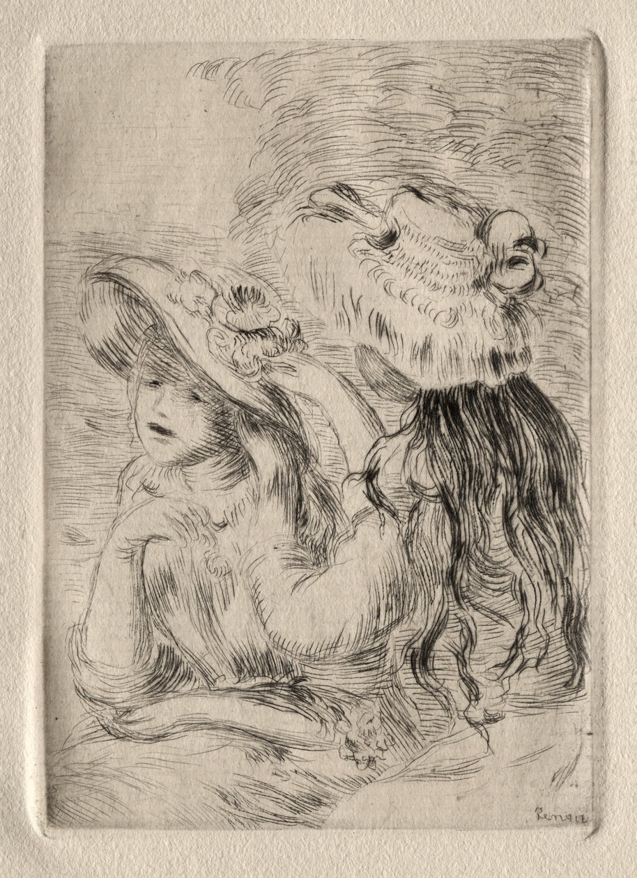 Hattenålen (Berthe Morisots datter og hendes kusine), 1. tallerken af Pierre Auguste Renoir