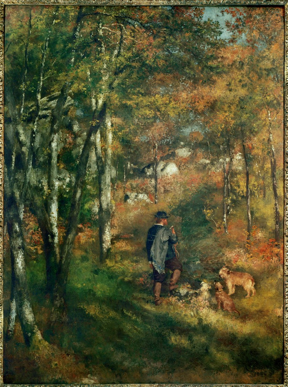 Maleren Lecoeur i skoven ved Fontainebleau (olie på lærred) af Pierre Auguste Renoir