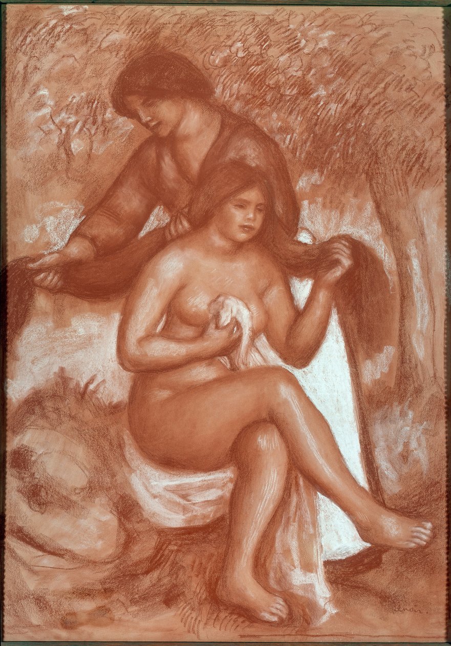 Badegæstens toilet (Kridt og sangvinsk tegning af Pierre Auguste Renoir