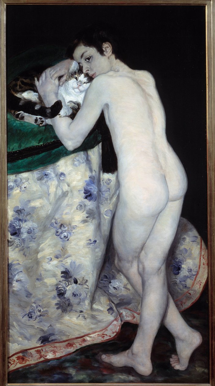 Den unge dreng til katten. Maleri af Pierre Auguste Renoir (1841-1919) af Pierre Auguste Renoir