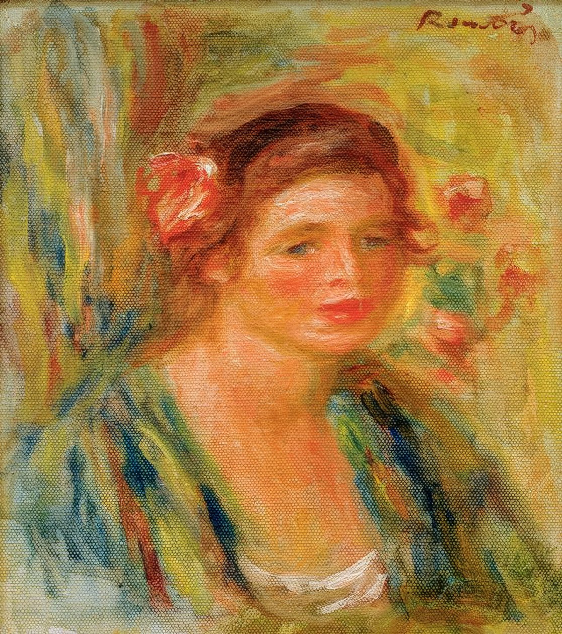 Head of a Young Woman (Portræt af Gabrielle) af Pierre Auguste Renoir