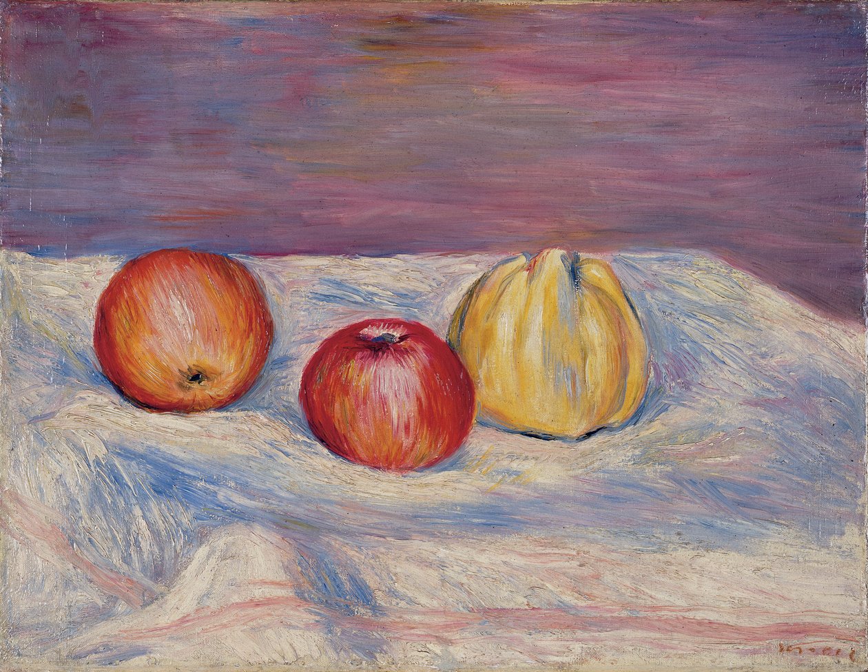 To Æbler og en Kvæde; To æbler og en kvæde, ca. 1900 af Pierre Auguste Renoir