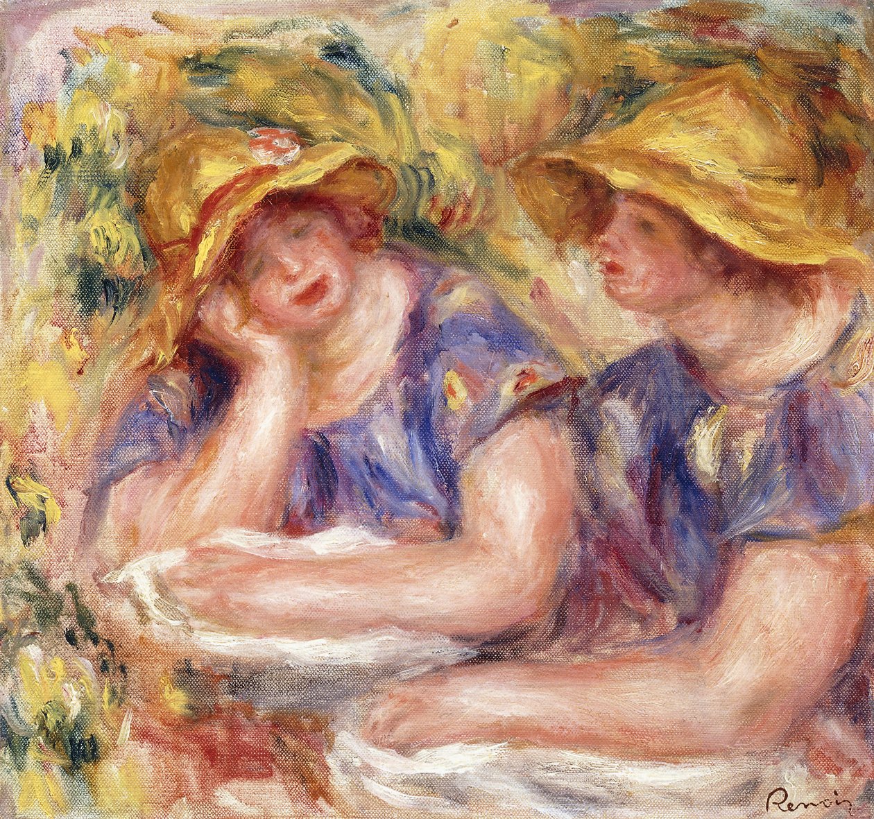 To kvinder i blå kjoler af Pierre Auguste Renoir