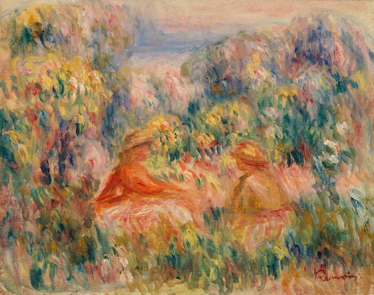 To kvinder i et landskab af Pierre Auguste Renoir