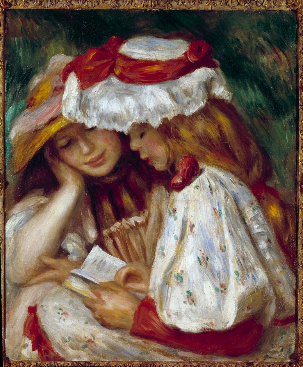 To unge piger læser maleri af Pierre Auguste Renoir (1841-1919) af Pierre Auguste Renoir