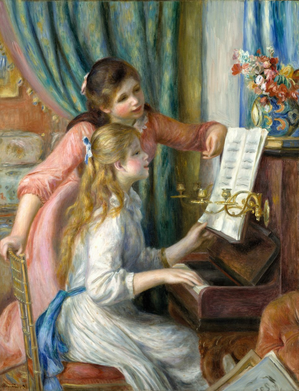 To unge piger ved klaveret, 1892 af Pierre Auguste Renoir