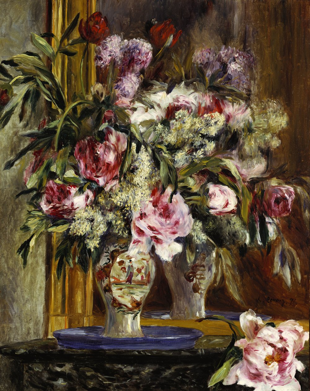 Vase med blomster, 1871 af Pierre Auguste Renoir