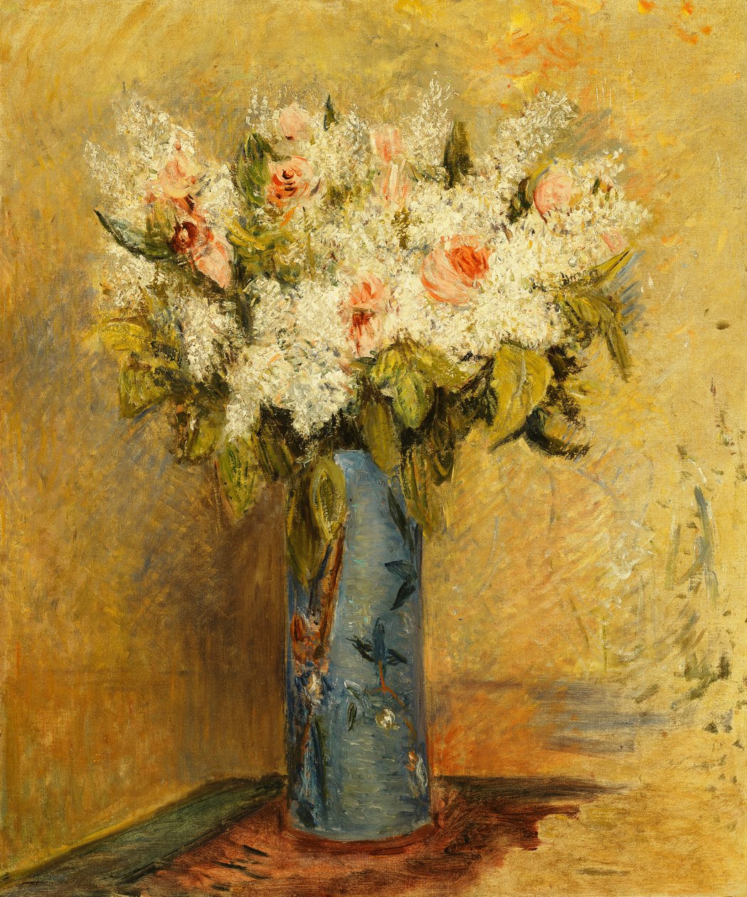 Vase med liljer og roser, ca. 1870 af Pierre Auguste Renoir